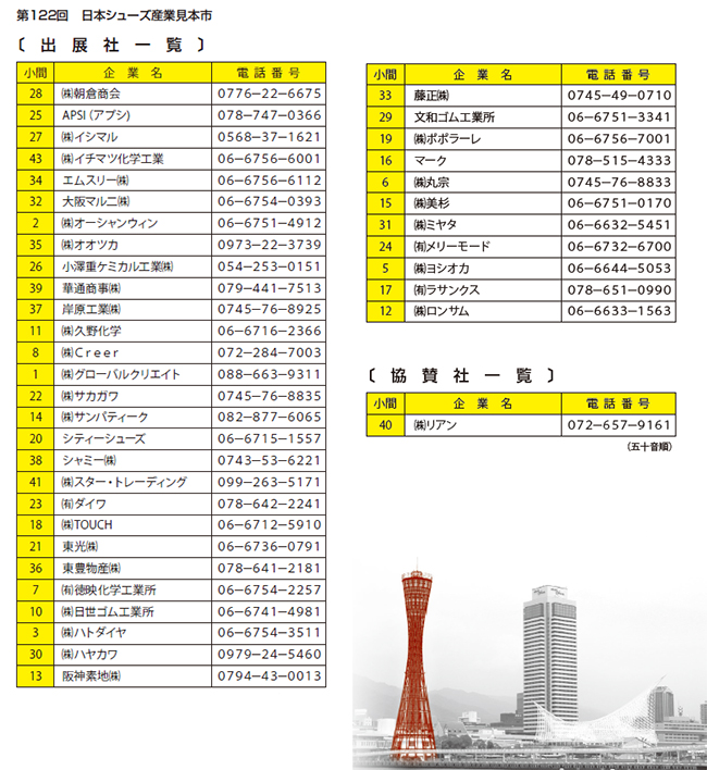 第121回日本シューズ産業見本市出展一覧
